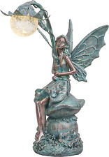 NEW Solar Fairy Sculpture Hand Crafted Patina Bronze Style Paint on Resin 14hx9w