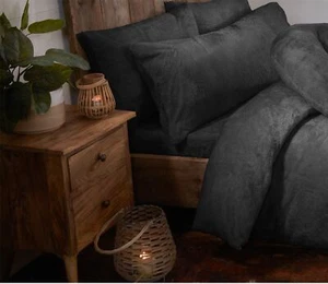 Drap-housse confortable chaud fourrure polaire nounours gris anthracite, literie thermique 30 cm - Photo 1/5
