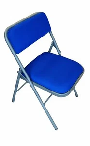 Meta Blue Chair Fabric Padded Seat Back Rest Steel Frame Home Office Classroom - Picture 1 of 3