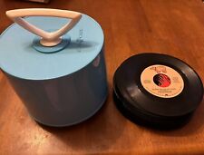 Vintage BLUE DISK-GO-CASE 45 Vinyl Record Carrier Case + 31 Records 70's 80's +
