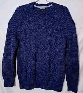 Banana Republic Men L Cotton Blue Vneck Long sleeve Knitted Sweater - Picture 1 of 6