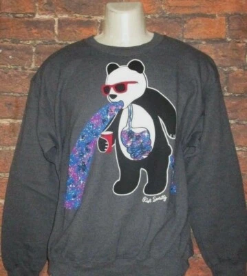 MENS RIOT SOCIETY BEAR CELESTIAL PUKE CHARCOAL GRAY SWEATSHIRT SIZE M - Image 1 of 2