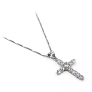 Collana con Ciondolo Croce in Argento 925 e Zirconi Bianchi - Foto 1 di 3