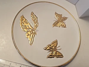 Gold & Weiß Schmetterlingsplatte, 8 Zoll gebraucht - Bild 1 von 5