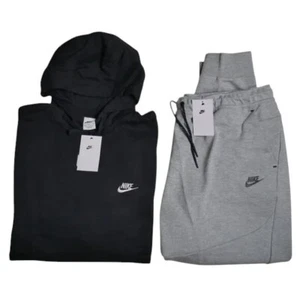 Size 3XL Nike Tech Club Fleece Sweatsuit Mens 2 PC Tracksuit Outfit Gray/Black - Picture 1 of 10