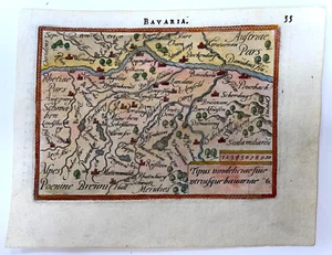 BAVARIA GERMANY 1595 ABRAHAM ORTELIUS ANTIQUE MAP 16TH CENTURY - Picture 1 of 3