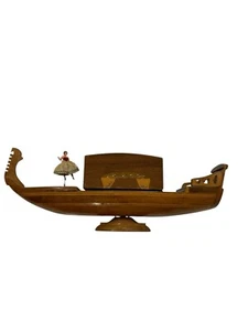 Vintage Sorrento Ware Gondola Wooden Music Trinket Jeweller Box - Picture 1 of 8