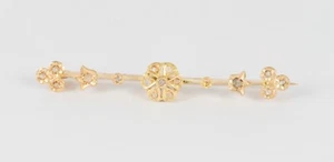 Broche antiguo en oro amarillo 18k y brillantes - Imagen 1 de 9