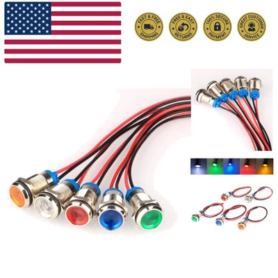 5 piezas 10mm AC/DC 12-24V LED Metal Indicador Luz Impermeable Señal Lámpara Piloto... Foto 1 de 4