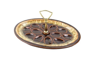 Plato de huevo de colección Pfaltzgraff esmalte por goteo marrón con mango #44 hecho en EE. UU. - Imagen 1 de 10