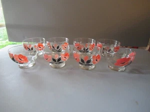 8 Bartlett Collins Pudding Dessert Fruit Sauce Dishes Pink Peach Flowers Mod MC - Picture 1 of 19
