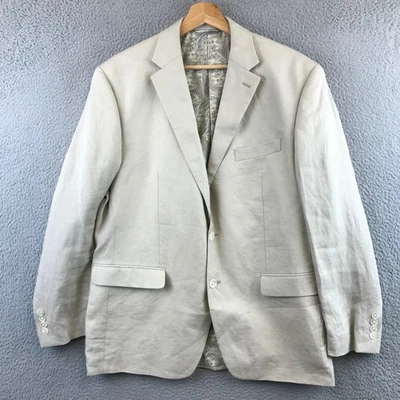 LAUREN Ralph Lauren льняной смеси Blazer мужчин бежевый пейсли с подкладкой спортивное пальто 42R - Изображение 1 из 4