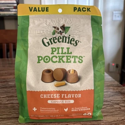 Bolsillos para pastillas Greenies - Sabor queso - Tamaño cápsula - 60 unidades - Sellado de fábrica Foto 1 de 4