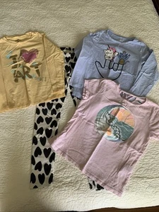 Girls Outfit 4 Piece Set 3 Shirts 1 Legging Osh Kosh Cat & Jack Size 10 - Picture 1 of 19