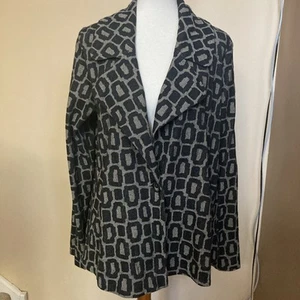 Alembika Black Brown Dots Long Open Duster Cardigan Jacket Lagenlook Size XL - Picture 1 of 11