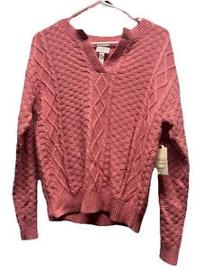 Suéter para mujer color rosa coral tejido con cable de St John’s Bay talla M ¡NUEVO CON ETIQUETAS! - Imagen 1 de 6