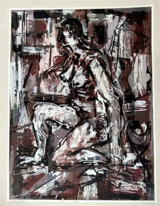 Guy Maccoy - Kneeling Figure Modernist Limited Edition Hand Signed Art Serigraph - Picture 1 of 3
