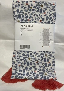 IKEA New Table Runner Floral White Blue Orange 16x55" Cotton Design Maria Vinka - Picture 1 of 4