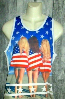 MENS EIGHTY EIGHT AMERICAN FLAG TANK TOP T-SHIRT SIZE L (MADE IN USA) - Image 1 of 3