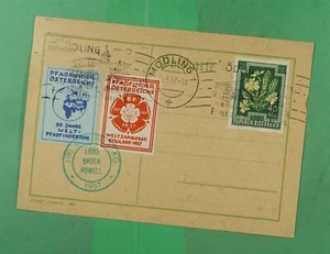 DR WHO 1957 AUSTRIA BOY SCOUTS LOCAL POST? POSTCARD MODLING SLOGAN CANCE m22520 - Imagen 1 de 2