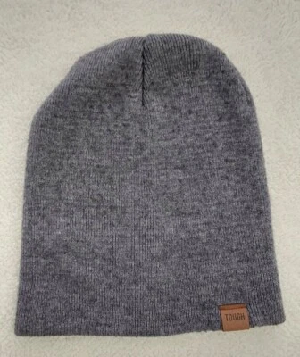 Tough Beanie Men's One Size Gray Merino Wool Blend Headwear Logo Hat - Image 1 of 4