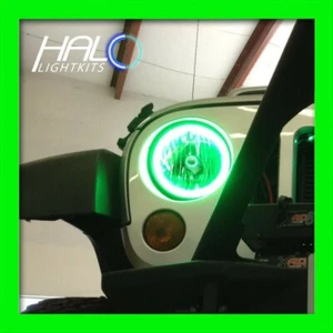 2007-2014 JEEP WRANGLER GREEN PLASMA HALO HEADLIGHT LIGHT KIT 2 Rings by ORACLE - Picture 1 of 11
