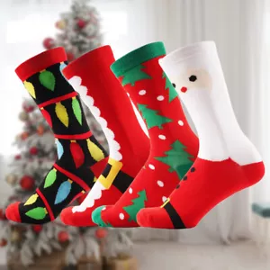 2PCS Christmas Tree & Lights Crew Socks for Men Women Holiday Dressing, US 10-13 - Picture 1 of 16