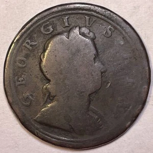 1719 Halfpenny Great Britain George I Good G Coin #20702 - Picture 1 of 3