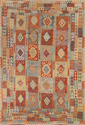 Flat Weave South-western Pastel Color Reversible Kilim Oriental Area Rug 10'x13' - Image 1 of 4