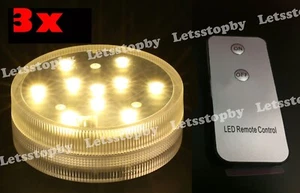 3 LED Warm WHITE SUBMERSIBLE Wedding Light Eiffel Tower Vase Base Remote Control - Picture 1 of 1