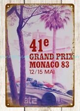 home kitchen art wall 1983 Monaco Grand Prix car race automotive metal tin sign
