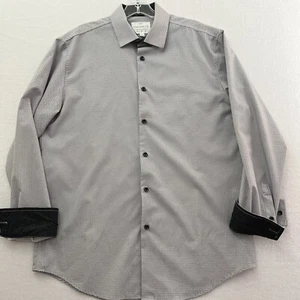 Construct Hemd Herren Large schwarz grau gepunktet schmale Passform 4-Wege-Stretch Flip-Manschetten - Bild 1 von 14