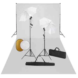 Kit Studio Fotografico Con Luci Ombrelli Fondale E Riflettore - Foto 1 di 6