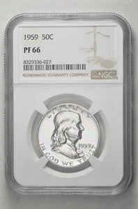 1959 50C Silver Proof Franklin Half Dollar NGC PF 66 White Coin with New Holder - Picture 1 of 2