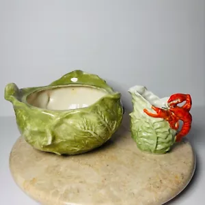 Vintage Unmarked Royal Bayreuth Lobster Creamer and 6" Holland Mold Cabbage Bowl - Picture 1 of 12