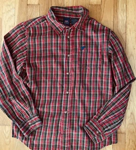 Wrangler Boys Youth Red Green Plaid Stripe Shirt XL 14-16 Horse Logo Western - Picture 1 of 9