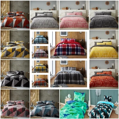 Teddy Bear Fleece Duvet Quilt Cover Thermal Warm Bedding Set Single Double King - Image 1 of 4