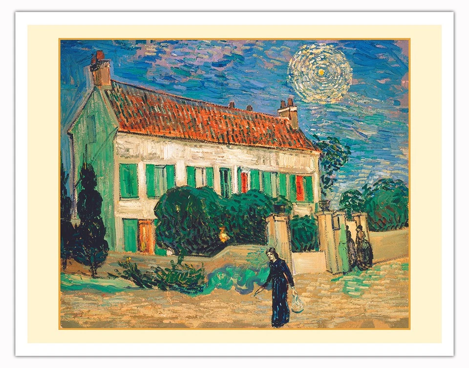 Casa Branca à Noite - De uma Pintura Colorida Original por Vincent van Gogh 1890 - Imagem 1 de 1