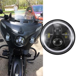 Fit For Indian Chieftain Dark Horse Motorcycle 7" LED Headlight DRL Hi/Lo O Ring - Picture 1 of 13