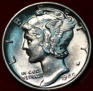 Uncirculated 1940-D Denver Mint Silver Mercury Dime - Picture 1 of 2