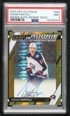 2023-24 O-Pee-Chee Platinum Rookie Seismic Gold /25 Adam Fantilli PSA 9 Auto RC - Image 1 of 2