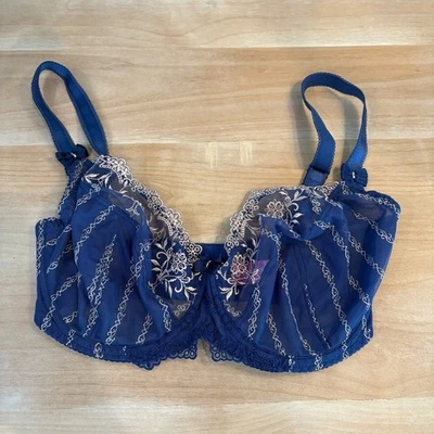 CURVY KATE Women's 32 I Blue Embroidered Lace Sexy Adjustable Lingerie Strap Bra - Image 1 of 4