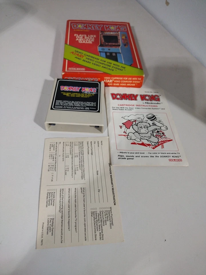 Donkey Kong (Atari 2600, 1982)Cartridge, Original Box , Book, Warranty Card Reg - Image 1 of 1