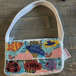 Viral Fish Ocean Beaded Bag Shoulder Bag Made in India TikTok Tjmaxx - Picture 1 of 4