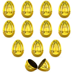 12er Set sehr glänzende goldene Kunststoff Ostereier, 2,25 cm - Bild 1 von 3