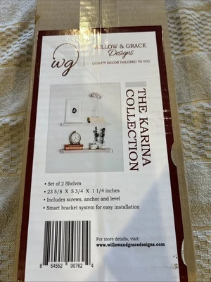 Willow & Grace Designs Estantes Flotantes Fácil Montaje, Nogal (Juego de 2 24") Foto 1 de 2