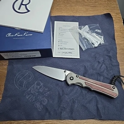 Chris Reeve Knives: Large Inkosi - Glass Blasted Titanium - Red Linen Micarta - Image 1 of 4