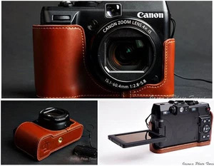 Handmade Vintage Genuine real Leather Half Camera Case bag cover for Canon G1X - Bild 1 von 6