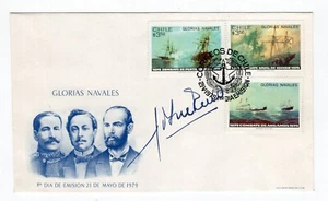 CHILE 1979 FDC Glorias Navales signed by Almirante José Toribio Merino X-RARE - Picture 1 of 1