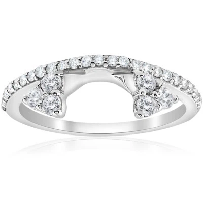 1 Ct Round Moissanite Solitaire Enhancer Wedding Band Ring 14k White Gold Plated - Image 1 of 3